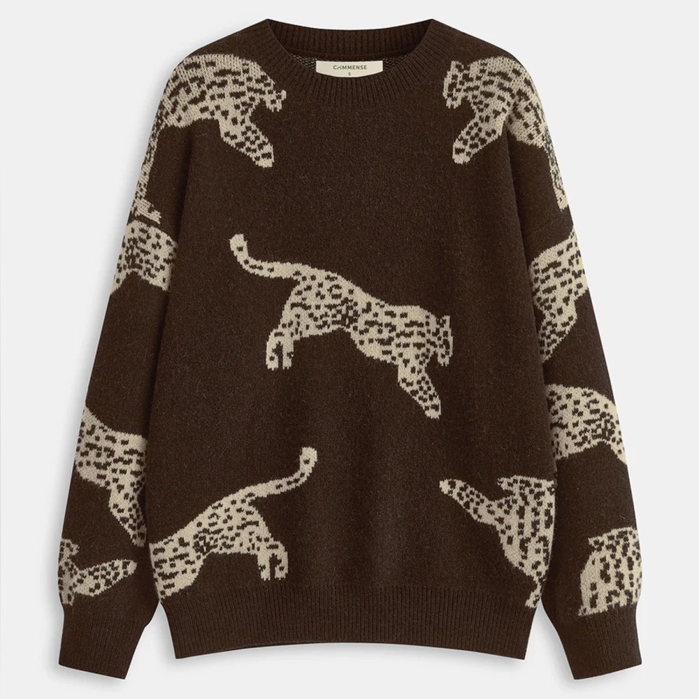 Commense Brown Leopard Print Sweater